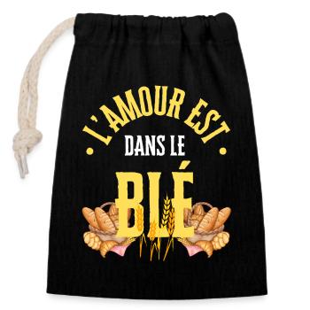 Love is in the wheat - Closable cotton gift bag (14x20cm) - black - Front