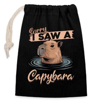 Funny aesthetic Kawaii Capybara - Closable cotton gift bag (14x20cm) - black - Front