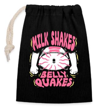 Laktoseintolerant Milk Shakes Belly Quakes - Verschließbarer Geschenkbeutel aus Baumwolle (14x20cm) - Schwarz - Vorne