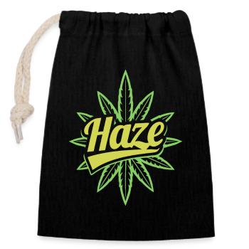 Haze Weed Leaf 420 Stoner Graphic - Closable cotton gift bag (14x20cm) - black - Front