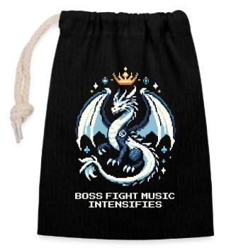 Bosskampf-Musik | Drache Pixel Art - Sac cadeau en coton avec cordon (14 x 20 cm) - noir - Devant