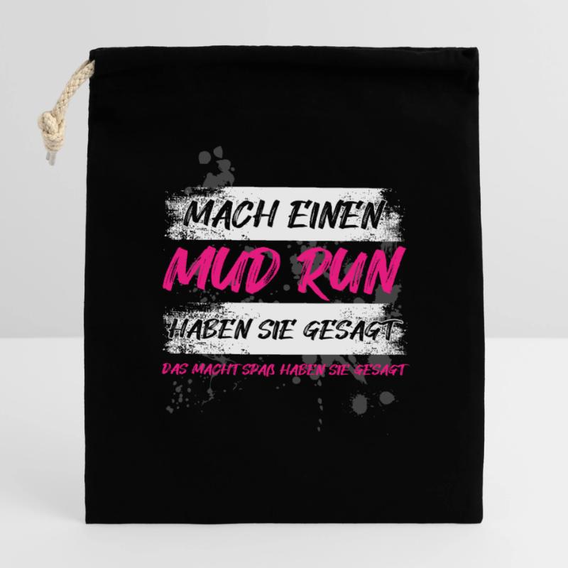 Faire une course dans la boue, une course dans la boue, une course dans la boue, une course dans la boue Sac cadeau en coton avec cordon (14 x 20 cm)