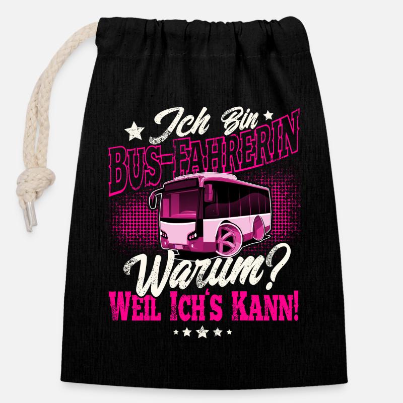 Busfahrerin - Verschließbarer Geschenkbeutel aus Baumwolle (14x20cm) - Schwarz
