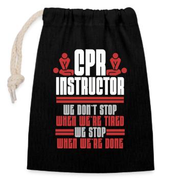 CPR instructor resuscitation emergency doctor - Closable cotton gift bag (14x20cm) - black - Front