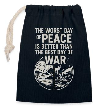 Le pire jour de la paix Citation Art - Sac cadeau en coton avec cordon (14 x 20 cm) - bleu marine - Devant