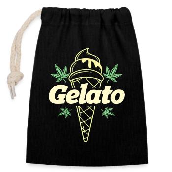 Gelato Leaf Icecream Cone 420 Aesthetic - Closable cotton gift bag (14x20cm) - black - Front
