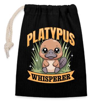 Funny aesthetic Kawaii Platypus - Closable cotton gift bag (14x20cm) - black - Front