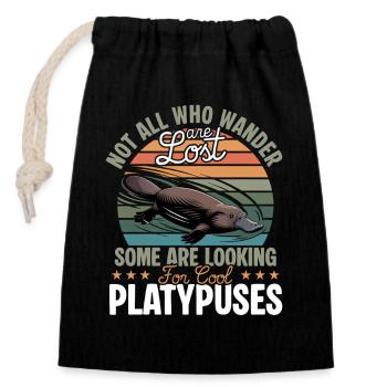 Funny aesthetic Kawaii Platypus - Closable cotton gift bag (14x20cm) - black - Front