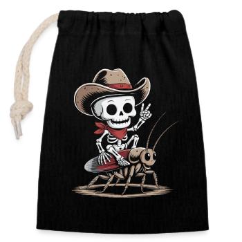 Cow-boy squelette sur cafard - Sac cadeau en coton avec cordon (14 x 20 cm) - noir - Devant