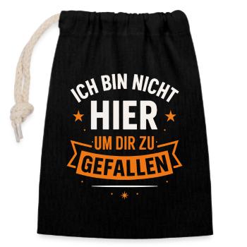 I'm Not Here to Please You – Statement - Closable cotton gift bag (14x20cm) - black - Front