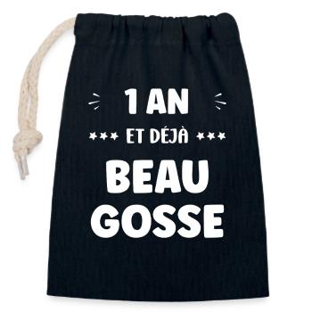 1 year already handsome - Closable cotton gift bag (14x20cm) - navy - Front