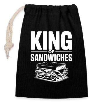 König der Sandwiches - Verschließbarer Geschenkbeutel aus Baumwolle (14x20cm) - Schwarz - Vorne