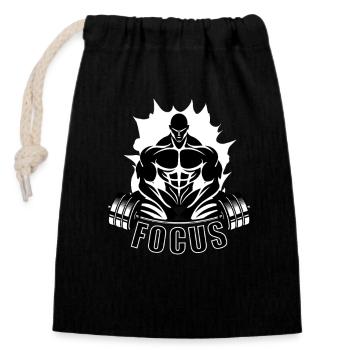 Focus Shirt – Fitness Bodybuilding Gym  - Verschließbarer Geschenkbeutel aus Baumwolle (14x20cm) - Schwarz - Vorne