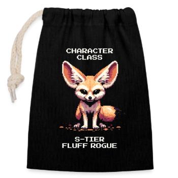 Méchant Fluff de niveau S | Fennec, Jdr - Sac cadeau en coton avec cordon (14 x 20 cm) - noir - Devant