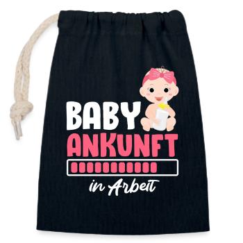 Bald Mama BABY ANKUNFT IN ARBEIT Lustiges - Verschließbarer Geschenkbeutel aus Baumwolle (14x20cm) - Navy - Vorne