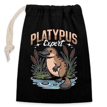 Funny aesthetic Kawaii Platypus - Closable cotton gift bag (14x20cm) - black - Front