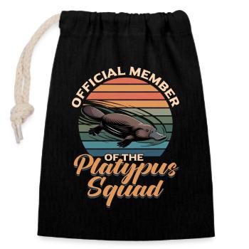 Funny aesthetic Kawaii Platypus - Closable cotton gift bag (14x20cm) - black - Front