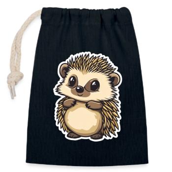 Hedgehog - Closable cotton gift bag (14x20cm) - navy - Front