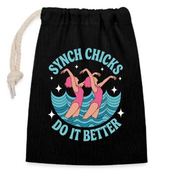 Synchronschwimmen Kunstschwimmen Wassersport - Verschließbarer Geschenkbeutel aus Baumwolle (14x20cm) - Schwarz - Vorne