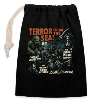 Terror aus dem Meer Horrorfilm Poster Halloween - Verschließbarer Geschenkbeutel aus Baumwolle (14x20cm) - Schwarz - Vorne