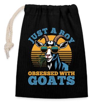 Funny Farm Animal Goat - Closable cotton gift bag (14x20cm) - black - Front
