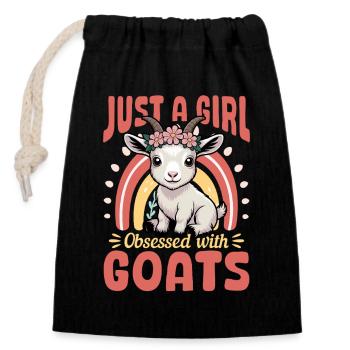 Funny Farm Animal Goat - Closable cotton gift bag (14x20cm) - black - Front