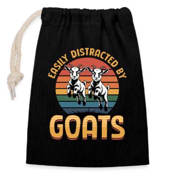 Funny Farm Animal Goat - Closable cotton gift bag (14x20cm) - black - Front