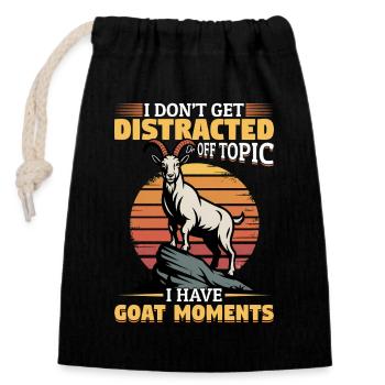Funny Farm Animal Goat - Closable cotton gift bag (14x20cm) - black - Front
