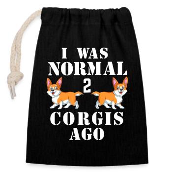 J’étais normal il y a 2 corgis Chemise drôle de corgi - Sac cadeau en coton avec cordon (14 x 20 cm) - noir - Devant
