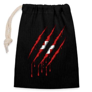 Danemark griffe grunge dannebrog drapeau scratch - Sac cadeau en coton avec cordon (14 x 20 cm) - noir - Devant