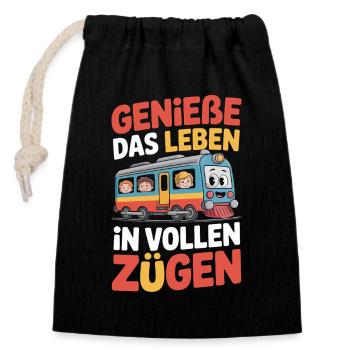 Railway Enjoy life to the fullest Railway - Closable cotton gift bag (14x20cm) - black - Front
