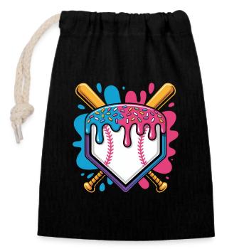 Baseball Home Plate Mit Eiscreme Streuseln - Closable cotton gift bag (14x20cm) - black - Front
