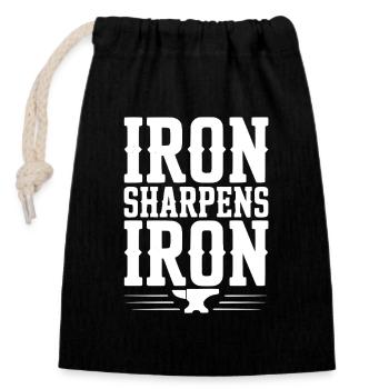 Iron Sharpens Iron - Closable cotton gift bag (14x20cm) - black - Front