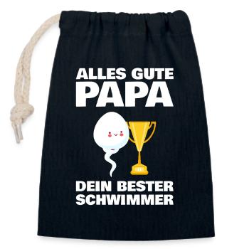 Alles Gute Papa wünscht dir dein bester Schwimmer - Verschließbarer Geschenkbeutel aus Baumwolle (14x20cm) - Navy - Vorne