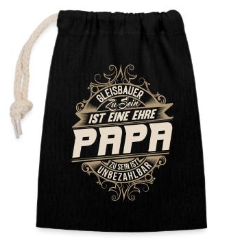 Gleisbauer Papa - Verschließbarer Geschenkbeutel aus Baumwolle (14x20cm) - Schwarz - Vorne