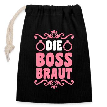 JGA Team Braut Junggesellinnenabschied - Verschließbarer Geschenkbeutel aus Baumwolle (14x20cm) - Schwarz - Vorne