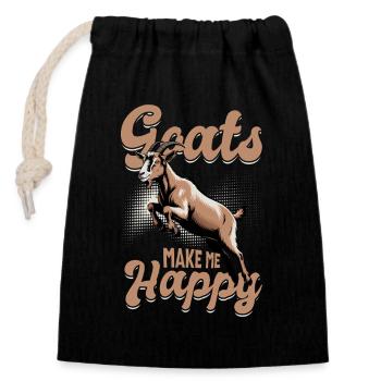 Funny Farm Animal Goat - Closable cotton gift bag (14x20cm) - black - Front