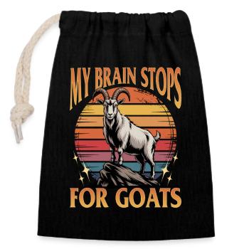 Funny Farm Animal Goat - Closable cotton gift bag (14x20cm) - black - Front