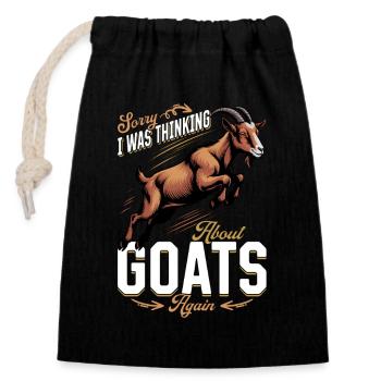 Funny Farm Animal Goat - Closable cotton gift bag (14x20cm) - black - Front