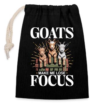 Funny Farm Animal Goat - Closable cotton gift bag (14x20cm) - black - Front
