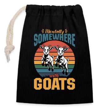 Funny Farm Animal Goat - Closable cotton gift bag (14x20cm) - black - Front