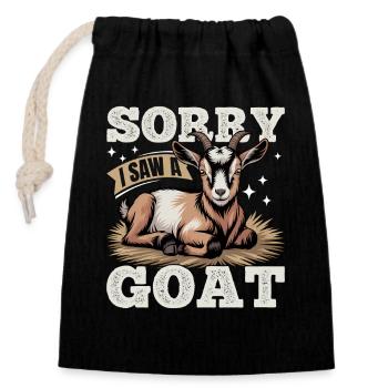 Funny Farm Animal Goat - Closable cotton gift bag (14x20cm) - black - Front