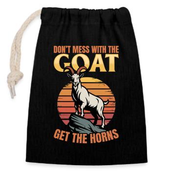 Funny Farm Animal Goat - Closable cotton gift bag (14x20cm) - black - Front