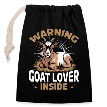 Funny Farm Animal Goat - Closable cotton gift bag (14x20cm) - black - Front