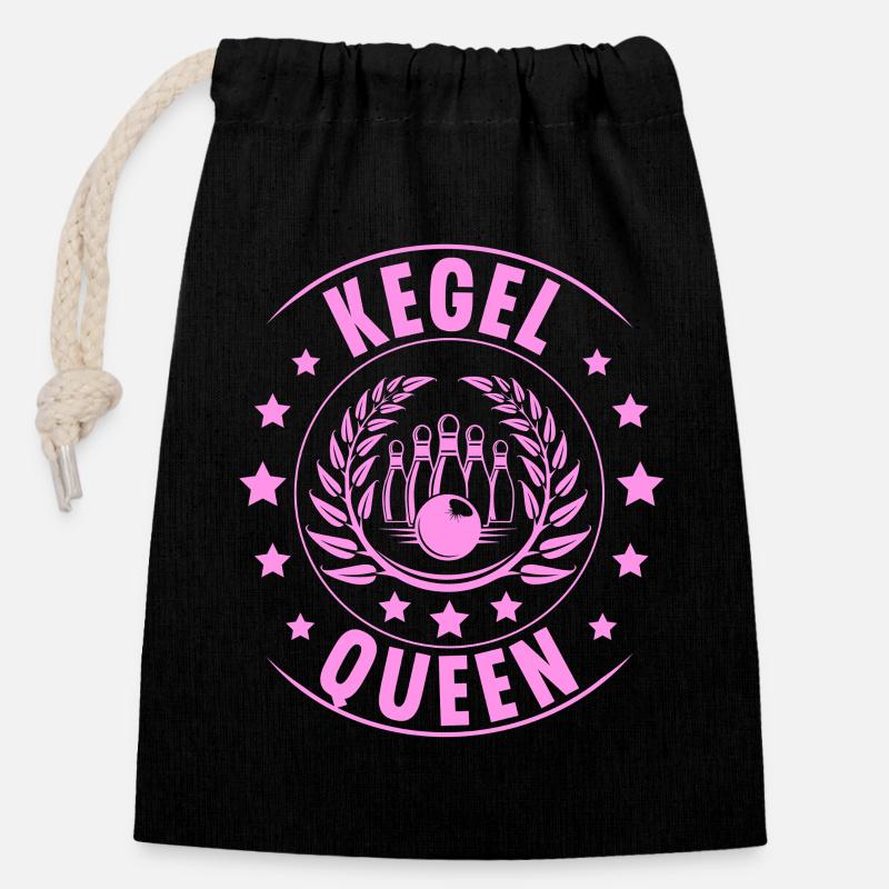 Kegeln Kegel Queen - Verschließbarer Geschenkbeutel aus Baumwolle (14x20cm) - Schwarz