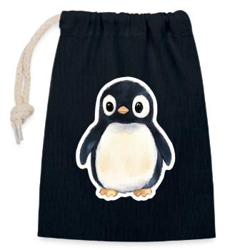 Pinguin - Verschließbarer Geschenkbeutel aus Baumwolle (14x20cm) - Navy - Vorne