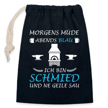 Blacksmith Forge Anvil Metal Construction - Closable cotton gift bag (14x20cm) - navy - Front