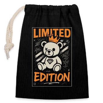 Couronne d’ours en peluche en édition limitée - Sac cadeau en coton avec cordon (14 x 20 cm) - noir - Devant