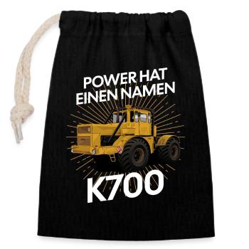 K700 Traktor Power Design - Verschließbarer Geschenkbeutel aus Baumwolle (14x20cm) - Schwarz - Vorne