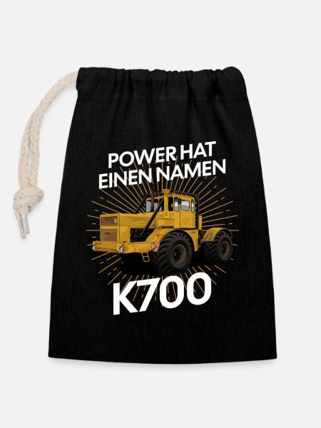 K700 Traktor Power Design - Verschließbarer Geschenkbeutel aus Baumwolle (14x20cm) - Schwarz